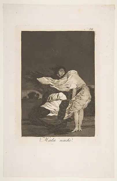 A bad night (Mala noche), plate 36 from "Los Caprichos" by Goya (Francisco de Goya y Lucientes)