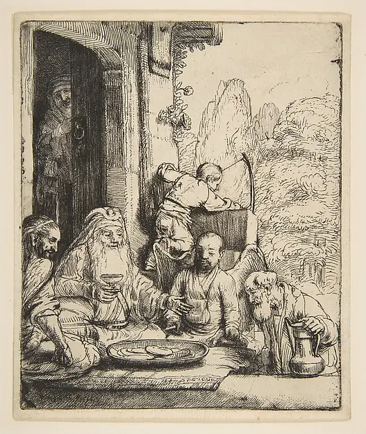 Abraham Entertaining the Angels by Rembrandt (Rembrandt van Rijn)