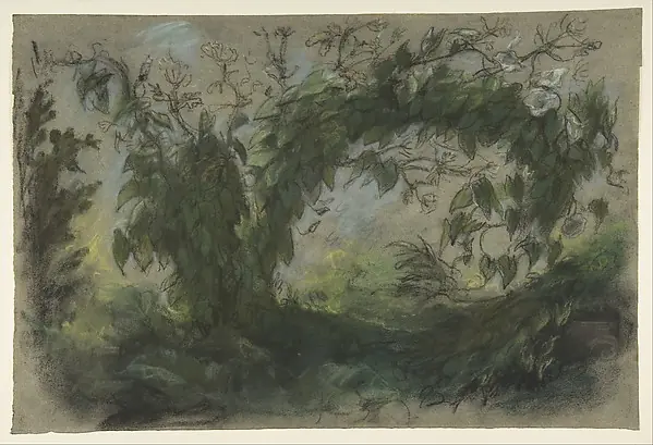 Arch of Morning Glories, Study for "A Basket of Flowers" by Eugène Delacroix