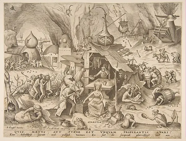 Avarice (Avaritia), from the series The Seven Deadly Sins by Pieter Bruegel the Elder