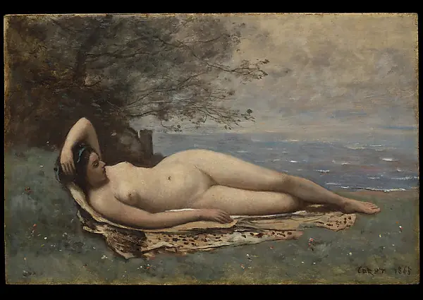 Bacchante by the Sea by Camille Corot