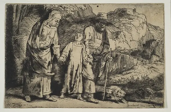 Christ between his Parents, Returning from the Temple by Rembrandt (Rembrandt van Rijn)