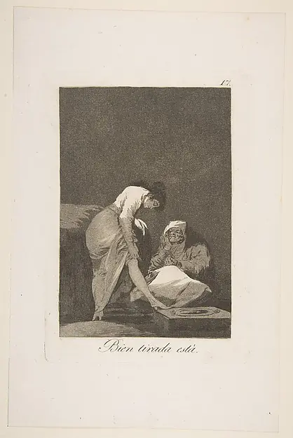 It is nicely stretched (Bien tirada está), plate 17 from "Los Caprichos" by Goya (Francisco de Goya y Lucientes)