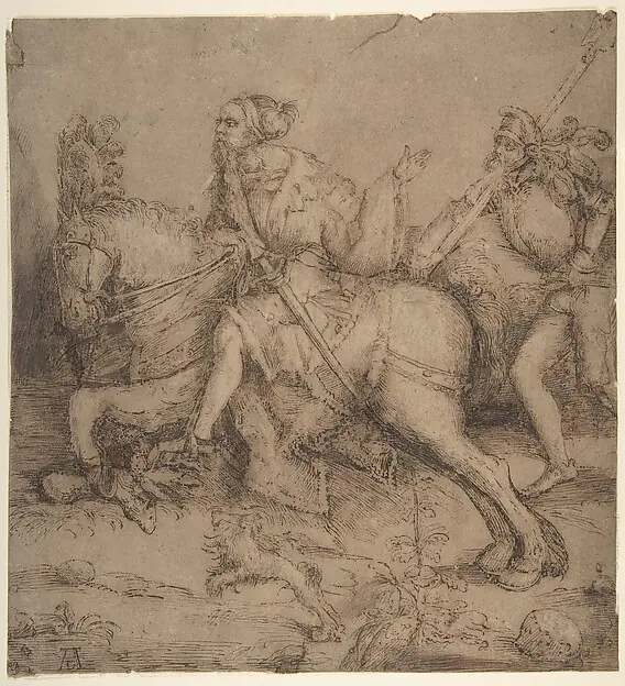 Knight on Horseback and Landsknecht by Albrecht Dürer