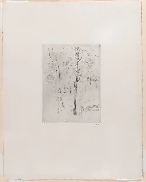Landscape (Tree-trunks near a River) by Berthe Morisot