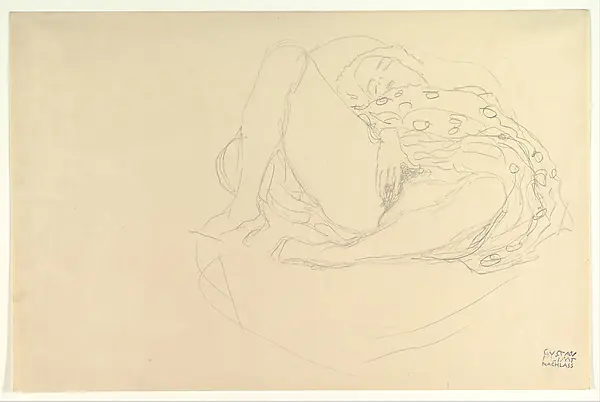 Reclining Nude with Drapery by Gustav Klimt