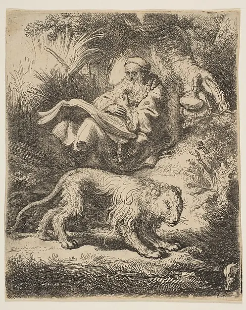 St. Jerome Reading by Rembrandt (Rembrandt van Rijn)