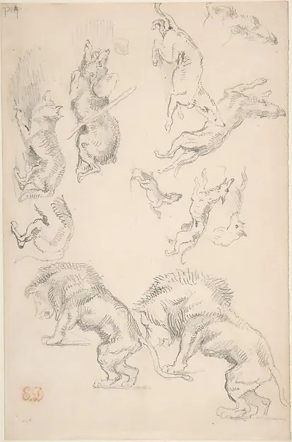 Studies of Animals by Eugène Delacroix