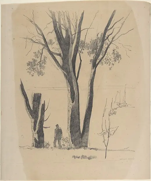 Study of Man between Trees by Odilon Redon