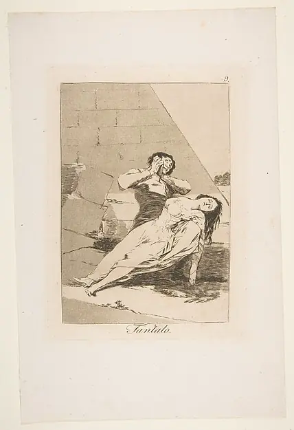 Tantalus (Tantalo), plate 9 from "Los Caprichos" by Goya (Francisco de Goya y Lucientes)