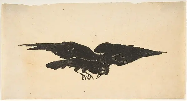 The Flying Raven, Ex Libris for "The Raven" by Edgar Allan Poe by Edouard Manet