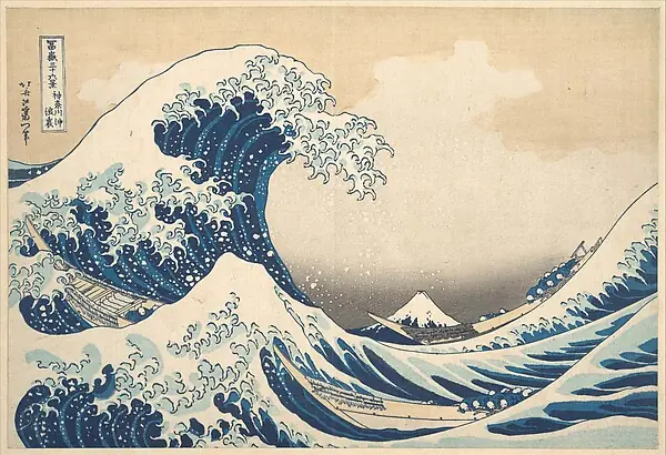 Under the Wave off Kanagawa (Kanagawa oki nami ura), or The Great Wave, from the series Thirty-six Views of Mount Fuji (Fugaku sanjūrokkei) by Katsushika Hokusai