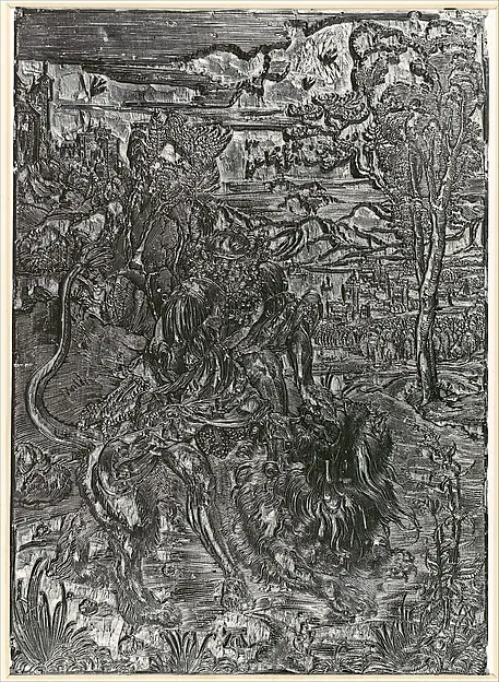 Woodblock for Samson Rending the Lion by Albrecht Dürer